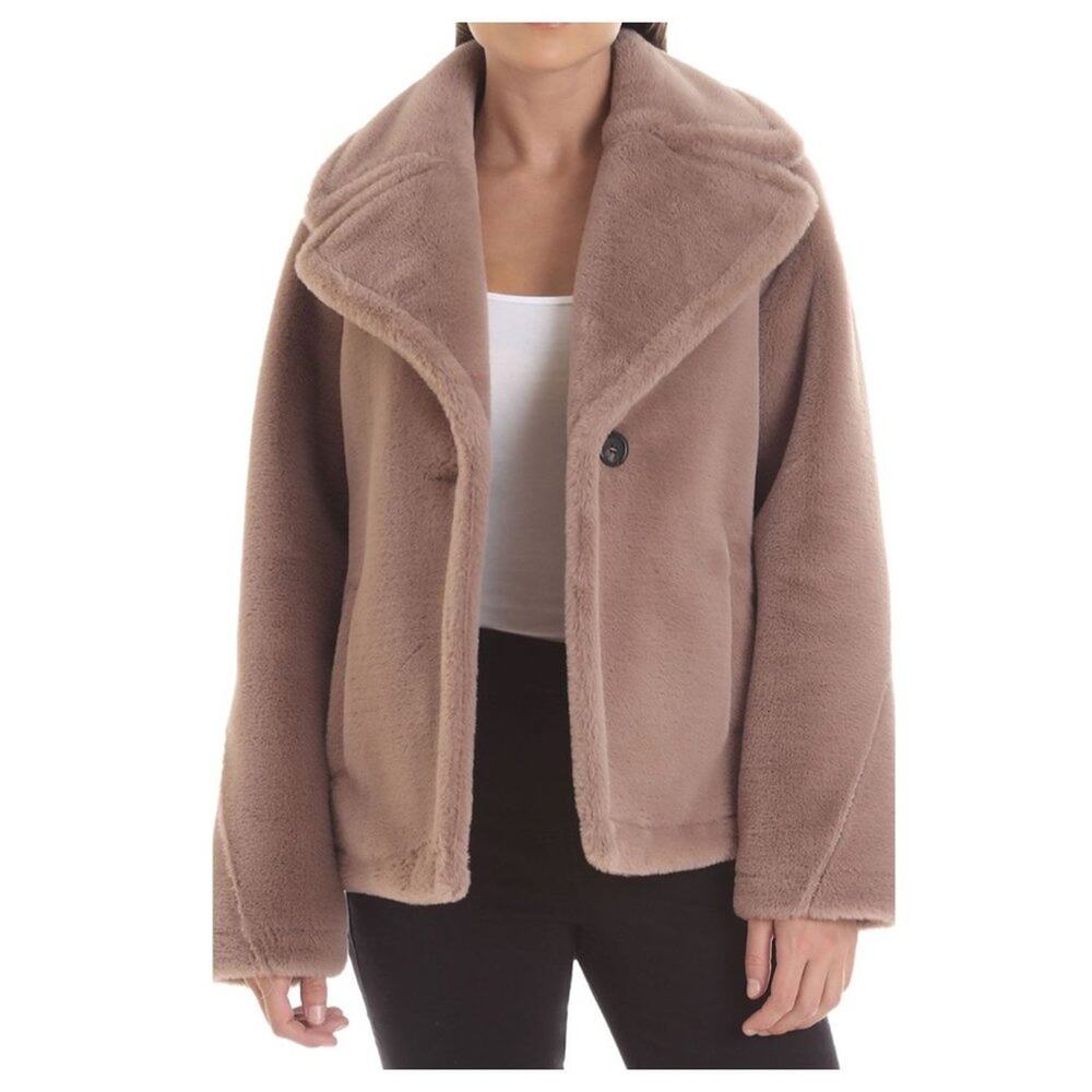Avec Les Filles Plush Faux-Fur Jacket Brown Tan